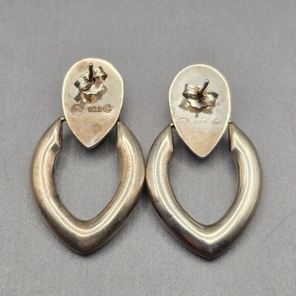VTG Sterling Doorknocker Earrings 1.5" Signed SU Thailand Hollow-Form 8.49g - Picture 4 of 9
